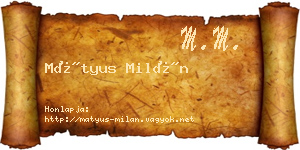 Mátyus Milán névjegykártya