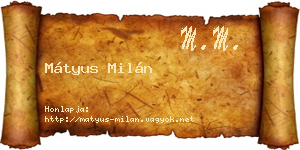 Mátyus Milán névjegykártya